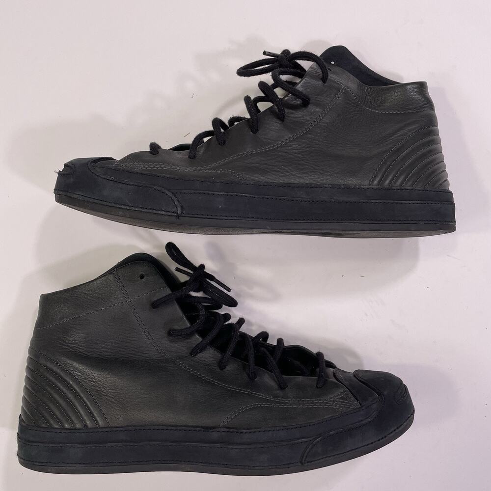 Converse Jack Purcell Moto Jacket Leather Shoes Mens 10.5 Black Gray